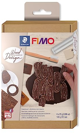 STAEDTLER 8025 HTC1 FIMO Pasta da modellare polimerica indurente al forno, set da 6 pezzi, effetto legno