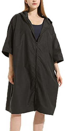 INDIRAN Surfing Regenponcho, Mit Reißverschluss Strand Tauchen Schwimmen Surfen Umkleide Bademantel Erwachsene Jugendliche Umkleidekabine mit Kapuze Handtuch