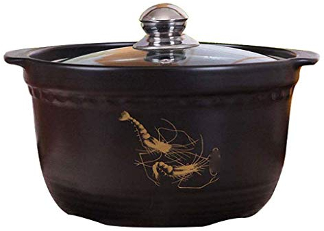OQHAIR Casseruola, casseruola Cucina per zuppa ad Alta Temperatura per Uso Domestico u con Coperchio Cucina in Ceramica di Pietra di Grande capacità u Doppia Maniglia per fornello a Gas (