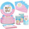 Gender Reveal Vajilla de Fiesta,96 Piezas Azul y Rosa Vajilla Baby Shower, Gender Reveal Party Decoración Set con Platos y Vasos Servilleta para Baby Shower Niño Niña Gender Reveal- 24 Invitados