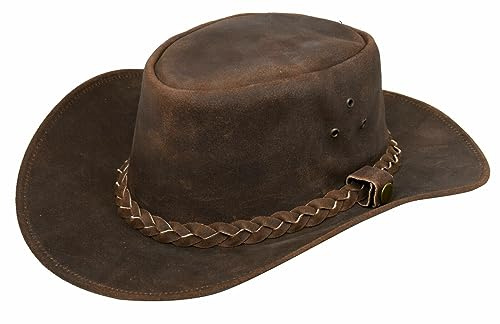 Infinity Leather Australische Vintage Braun Western Stil Cowboy Outback Echt Wildleder Aussie Bush Hut
