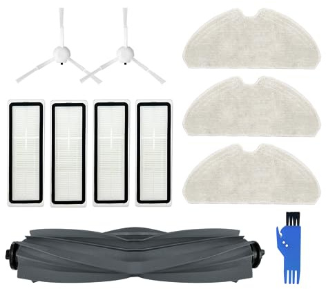 Ersatzteile Kompatibel mit Dreame D10S und D10S Pro Staubsauger, 11 Stück | Ersatzzubehör-Set beinhaltet 1 Rollenbürste, 2 Seitenbürsten, 4 Filter und 3 Mopp