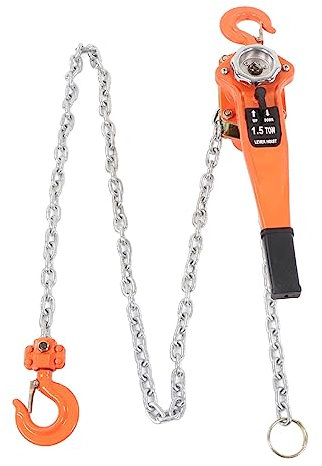 Chain Hoist 1.5T 3300LBS, Chain Manual Chain Hoist Lever Pulley Load Capacity 2.5M Ratchet Chain Puller Hoist for Transportation Construction