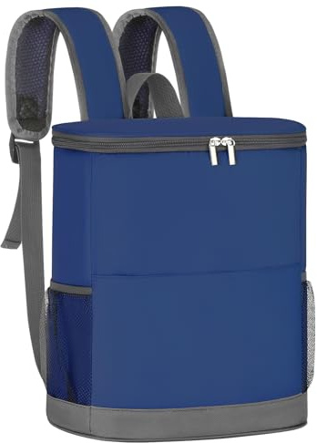 Isolierter Kühlrucksack für 30 Dosen – auslaufsicherer Bierrucksack, leichte Kühltasche für Reisen, Camping, Strand, Mittagessen, Blau, Classic
