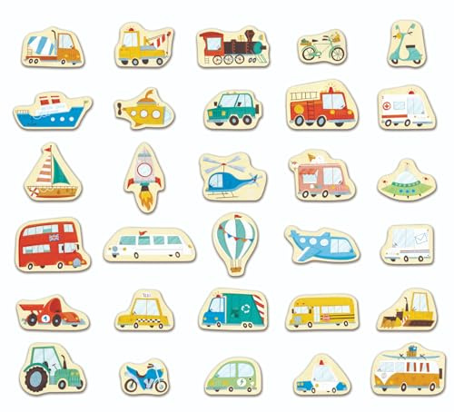 Hape Magnetisches Fahrzeug-Set - Magnetische Fahrzeuge, Kreatives Spielset mit Fahrzeugmodellen, zur Förderung von Feinmotorik und Fantasie, für Kinder ab 3 Jahren