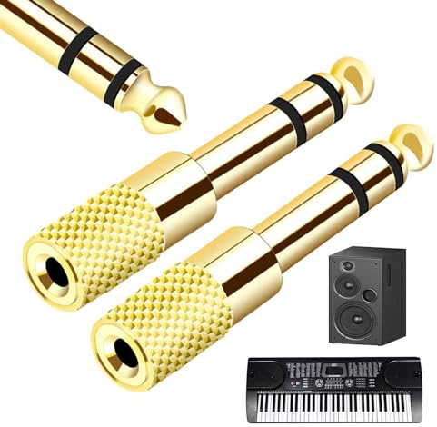8 Pcs Gold Plated Headphone Jack Adapter 3.5mm to 6.35mm, 1/8 to 1/4 Plug Stereo Auxiliary Adapter, Mini Jack to Jack Adapter or Electric Keyboard Mixer Stereo Aux Adapter, Headphone Adapter