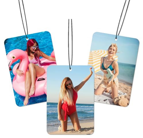 Personalised Car Air Freshener,XLTTONG Custom Printed Photo Picture Personalised Air Freshener Car for Wardrobe, Bathroom, Hanging, Long-Lasting Fragrance (Rectangle)