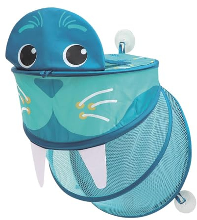 Ludi - Filet De Bain Morse - pour Ranger Les Jouets du Bain - Coloré Et Ludique - Pratique, Grand Et Stable - 5 Ventouses - Se Fixe Au Carrelage Ou Parois De La Baignoire - 33 x 41 cm