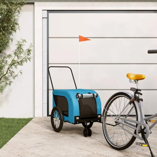 LAPOOH Fahrradanhänger Hunde Blau und Schwarz Oxford-Gewebe & Eisen, Fahrrad Anhänger, Lastenanhänger, Handwagen, Fahrrad-lastenanhänger, Lastenfahrrad - 94023