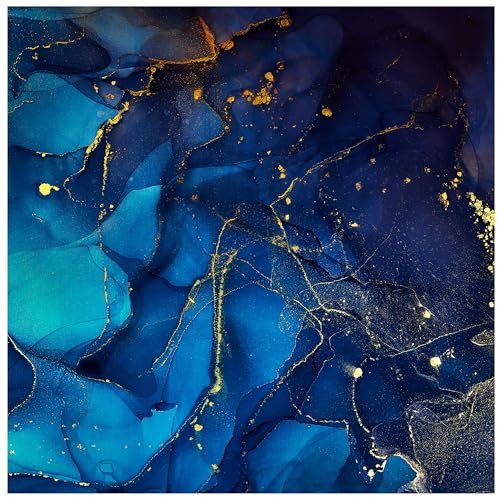 wandmotiv24 Quadratische Fototapete blaue Marmoroptik, selbstklebende Strukturtapete 260g - Mittel - (100x100cm) M0037
