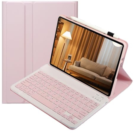 leleyo Coque Clavier pour Xiaomi Pad 5/5 Pro - Housse Clavier Bluetooth sans Fil Amovible, magnétique, QWERTY pour Tablette Pad 5/5 Pro 11 (Rose)