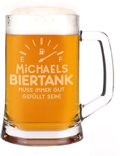 Herz & Heim® Bierkrug mit Gravur des Namens für Papas und Opas zum Vatertag, Männertag oder Geburtstag (Biertank)