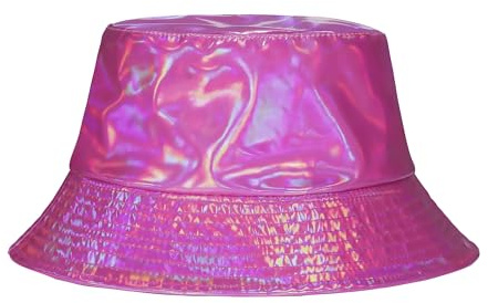 JJDreams Flexibel Glitzer Kappe Faltbar Fischerhut Wasserdichter Eimer Hut für Karneval Party,Rosa