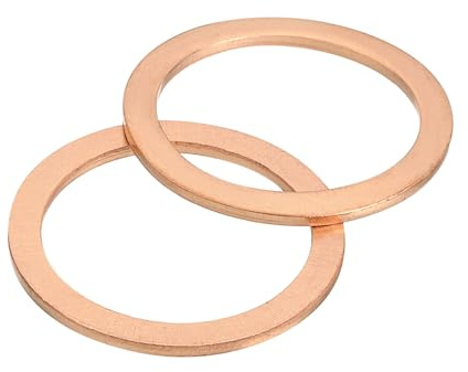 QUARKZMAN Arandela Plana M22, 5 Piezas Arandelas Planas de Anillo de Cobre de 28 mm de Diámetro Exterior Junta de Sellado Metálica para Tornillos, Pernos y Tuercas