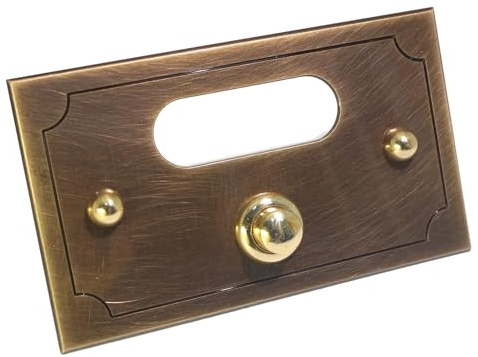 Neroni Mameli Campanello in Ottone Bronzato per Esterno abitazione - Porta Ingresso Casa, con Pulsante Elettrico - Modello Ottaviano - Made in Italy