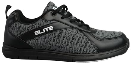ELITE Men's Pinnacle Bowling Shoes - Lightweight, Universal Sliding Soles, Comfortable, and Performance-Enhancing (Black/Grey, US Footwear Size System, Adult, Men, Numeric, Wide, 10)