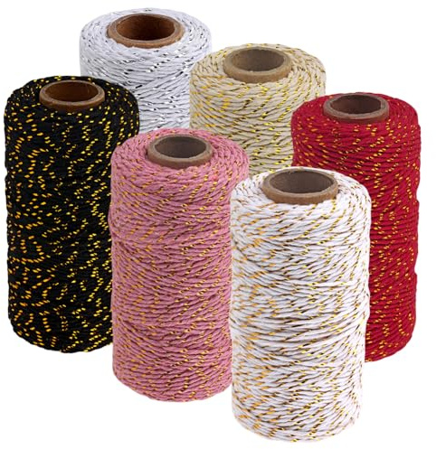 ISAKEN Rosso e Bianco Cordoncino Natalizio, 2mm x 100m Naturale Corda di Spago Rosso e Bianco, Spago Natalizio Cordoncino Cotone, Cordoncino Natalizio per Decorazioni Natalizie e Alimenti