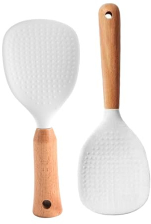 OKUMEYR 2pezzi Cucchiaio Da Riso Silicone Antiadherente Paletta Per Servire Per Risotto e Altri Piatti