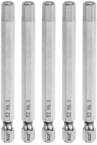 QUARKZMAN 5pz Punte per Cacciavite Chiave Esagonale 6mm (H6) Metrico 1/4 Attacco Esagonali 75mm (3) Punta Magnetica Lunghe Acciaio S2 Punta per Trapano Piatta Grado Industriale per Viti