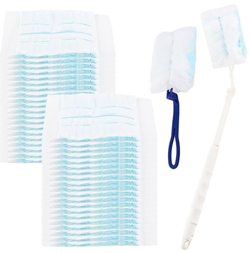 TNEDFOD 40 Pezzi Ricariche per Spolverino Duster, compatibili per Swiffer Duster Ricariche Piumini Catturapolvere, Kit per Spolverare Elettrostatico con 2 Maniglie, Spolverini Usa e Getta