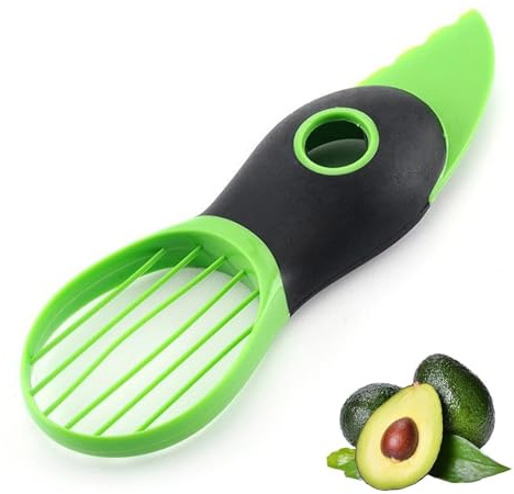 Cortador de aguacate 3 en 1, pelador multifuncional de aguacate con mango antideslizante, herramienta de acero inoxidable, utensilio de cocina para aguacate, mango, kiwi, melocotón
