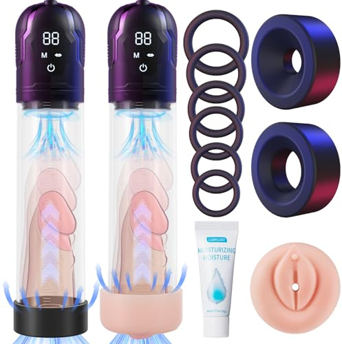 Penispumpe für Penisvergrößerung, Yivans Sex Spielzeug für die Männer Elektrische Penis Pumpe Vakuumpumpe mit 5 Automatische Saugstufen & 1 Manuelle Trainingsmodus Penis Extender mit Penisring Set