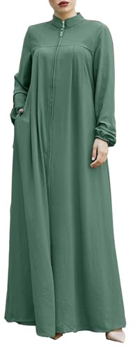 HOOUDO Lilac Dress Women’s Prayer Dress Islamic Loose Prayer Robes Prayer Garment Satin Arabian Hijab Dress Long Sleeve Islamic Wear Muslim Dresses Kids Abaya for Girls with Hijab