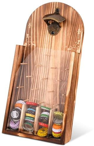 Flaschenöffner Wand mit Auffangbehälter,Flaschenöffner Holz,flaschenöffner mit auffangbehälter,Bieröffner Wand Geschenke für männer,biergeschenke für männer,Papa,Ehemann, Bar Zubehör für Hause,Freien