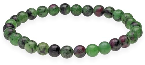 Zoisit mit Rubin Kugelarmband 6 mm Armband Edelstein Heilstein Damen Herren