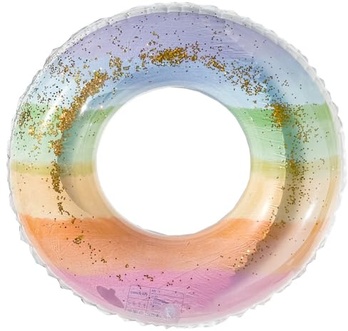 Schwimming Ring Erwachsene, Transparenter Pailletten Floating Ring, Aufblasbare Schwimmreifen 90cm, Schwimmring Röhre Für Sommerpool Party, Geeignet für Erwachsene und Kinder