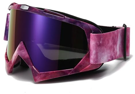 Hixingo Lunette Moto Cross pour Homme et Femme, Lunette de Protection pour Motocross Coupe-Vent Anti-Buée Anti-Poussière pour Activités Extérieures (168 Nébuleuse rose)