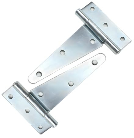 DOMIRA T Hinges Silver Galvanized Steel – Heavy Duty T-Hinge for Shed, Gate, Door, Garage, Fence, Barn – Rust Resistant Outdoor (Galvanizing, 200mm (8))