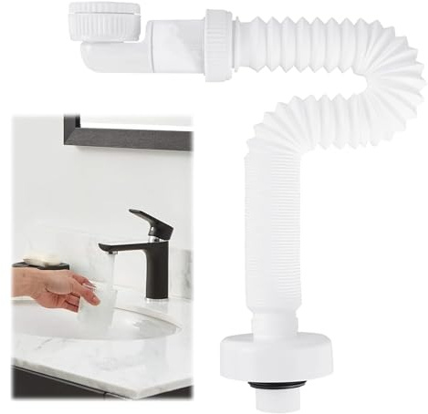 Flexibler Ablaufschlauch 1 1/4 Zoll Siphon,Raumsparsiphon für das Badezimme,360° Einstellbarer Siphon Waschbecken,Flexibles Ablaufschlauch,für Küchenspüle Waschmaschine Badezimmer