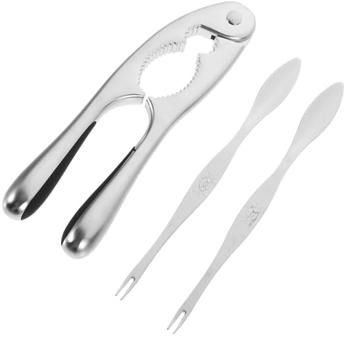 JECOMPRIS Juego De Herramientas para Mariscos 3 Piezas, Tenedores y Pinzas para Cangrejos De Aleación Inoxidable, Utensilios para Mariscos, Uso Casa y Restaurante