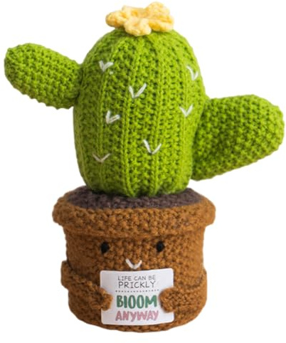 Piante All'uncinetto Per Scrivania, Decorazione per la Casa Bambola Rilassante, Bambola Decorativa A Forma Di Cactus Per Adulti Adolescenti Bambini Sensibili Collezionisti