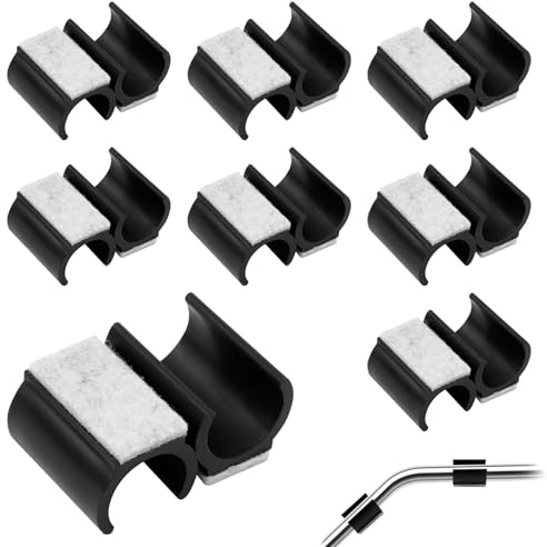 MISIQIMA 16 Stück Stuhlgleiter Freischwinger Ø 24-25 mm, U-Förmige Klemmschalengleiter für Schwingstühle, Klemmschalengleiter Filz für Bodenschutz und Geräuschreduzierung (Schwarze)