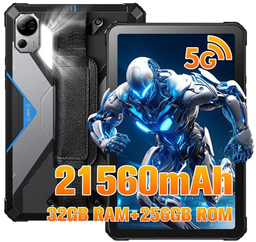 FOSSiBOT DT3 Rugged Tablet, Batteria 21560 mAh, 32GB+256GB/2TB, Tablet Android 15, Ricarica Rapida 66W, Display 10.4 2K IPS, Wi-Fi 6, IP68/IP69K, 64MP+32MP, Face ID/OTG/GPS (Blu)