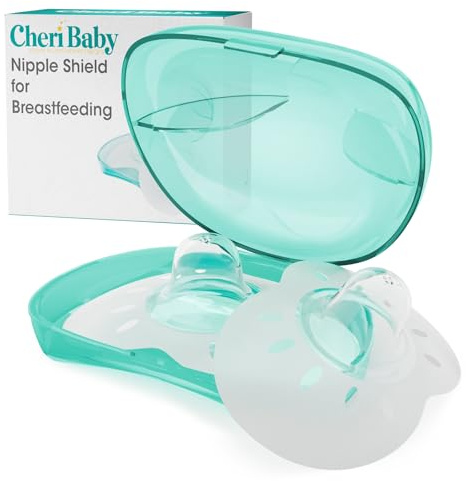 CheriBaby Contact Brusthütchen, Kontakt-Hafner für Stillen bei Saugproblemen oder flachen/invertierten Brustwarzen, 1 Paar mit Transportetui, 100% lebensmittelechtes Silikon, BPA/BPS-frei,17mm
