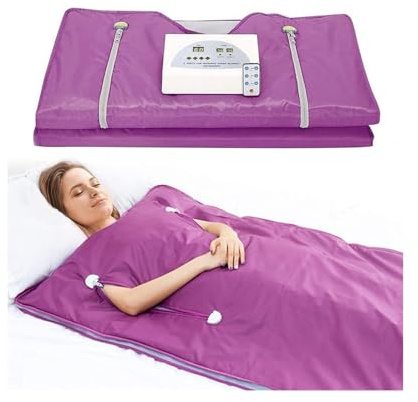 Manta de sauna for quemar grasa, manta de sauna con calefacción de tela Oxford for desintoxicación corporal for salón de belleza de terapia de spa en casa (estilo cremallera) para relajarse(Purple)