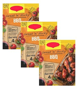 Sweet 'n' Sticky BBQ Chicken Recipe Mix, 41g Seasoning Pack with Cooking Bag, No Artificial Colours or Preservatives, Serves 4, Pack of 3