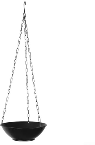 Cesta colgante de metal para plantas con función hueca y opciones de montaje en techo de pared para uso en interiores y exteriores (lavabo de hierro negro)
