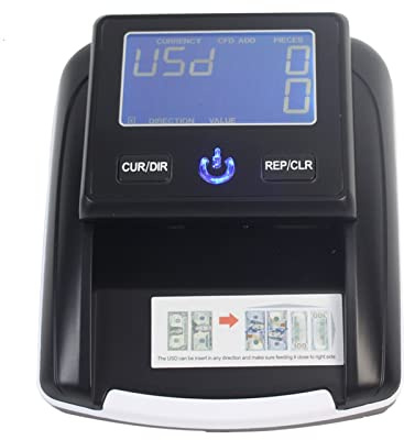 Macchina per contare i soldi, LED UV/LCD Rilevatore di banconote pratico display USD/EUR Denaro falso euro rilevare la fattura della macchina con banco di spedizione gratuita(Blue 0.8mm)