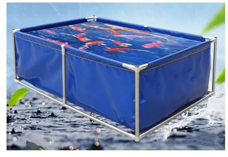 Utomhus pool ovan mark kraftig fiskdamm vikbar bakgård simbassäng balkong vattentank robust design (200 x 150 x 60 cm)