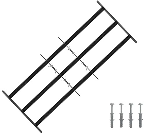 Grille de Fenêtre, Barre de Fenêtre Grille de Protection Cambriolage Noir 116x45 cm Acier enduit de poudre