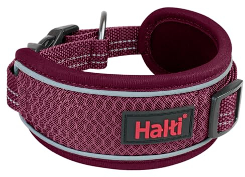 Halti Anatomi Hundhalsband - Bred Halsband Design för Tryckavlastning, Vadderad i Neopren, Reflekterande och Justerbar, Matchande Koppel och Sele, Lämplig för Stora Hundar (Storlek L, Magenta)