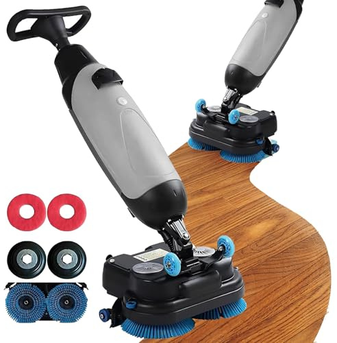 Giuggiolared Multi-Functional Floor Buffer Polisher Machine, Clean, Buff, Scrubb and Polish with Ease, 360° Rotary Double Brushes, Dual Water Tanks, All Floor-Surfaces Grey