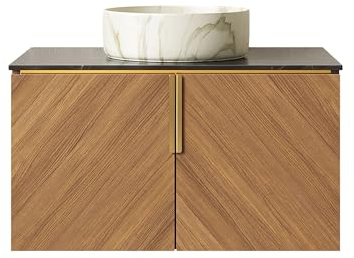 WYMCHMSX 2-Door,Floating Bathroom Vanity, Storage Cabinet,with Sink, Round Ceramic Basin,Wall-Mounted,30,Artificial Board,Stone Countertop, No Faucet,Pre-Assembled,