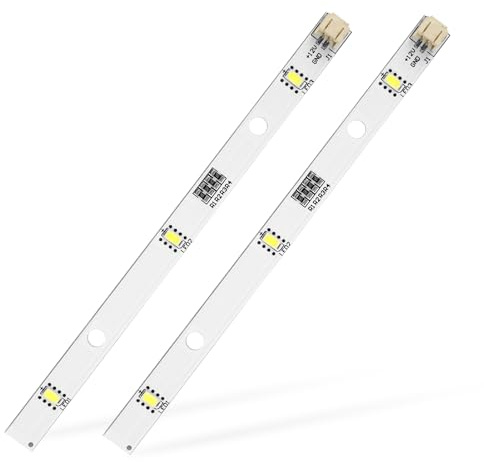 2 Tiras LED para Nevera DC12V 2W, Luz de Repuesto para Refrigerador y Congelador, Iluminación Blanca Brillante, Ahorro Energético, Resistente al Frío y Humedad, Plug & Play