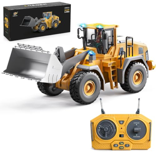 YESHIN Veicolo da cantiere telecomandato, 1:20 RC, veicolo da cantiere per bambini, 9 canali, escavatore in metallo RC con telecomando 2.4GHz, lunga durata, veicolo da cantiere regalo per bambini dai