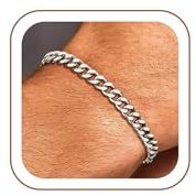 Fezodo S925 Sterling Silber Over Armband Heren, 5MM Breit Panzerkette Kubanische Wasserfest Armbänder Geschenke für Männer Verschiedliche Längen 19CM